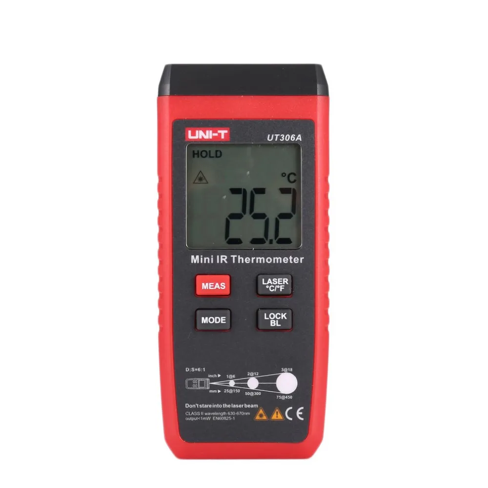 

UNI-T UT306A Mini Digital LCD Infrared Thermometer Temperature Meter C/F Pyrometer Red Laser Non-Contact IR Industrial