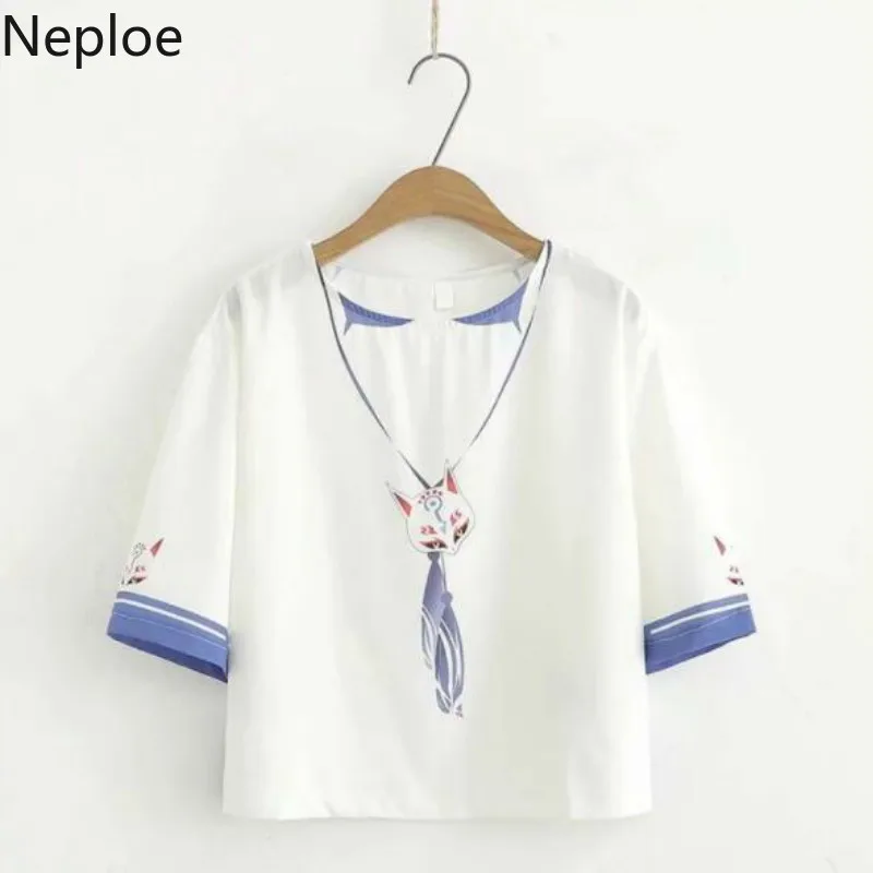 Neploe, летняя женская футболка с мультяшным принтом, Японские футболки для косплея, Harajuku, Свободные повседневные женские футболки с графикой, уличная одежда, топы