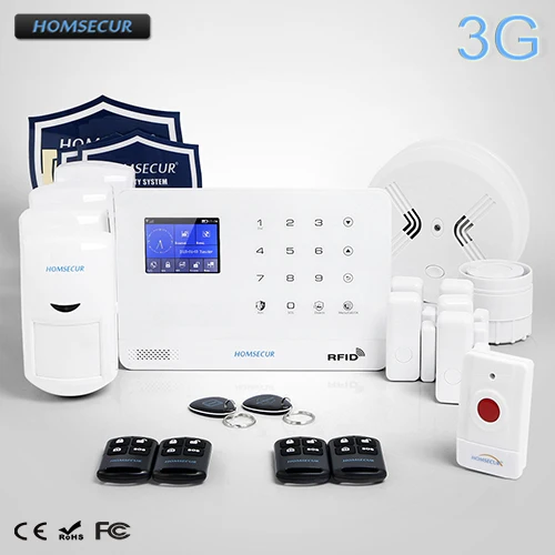 

HOMSECUR Wireless LCD 3G/WCDMA RFID Home House Alarm System With Smoke Sensor LA02-3G