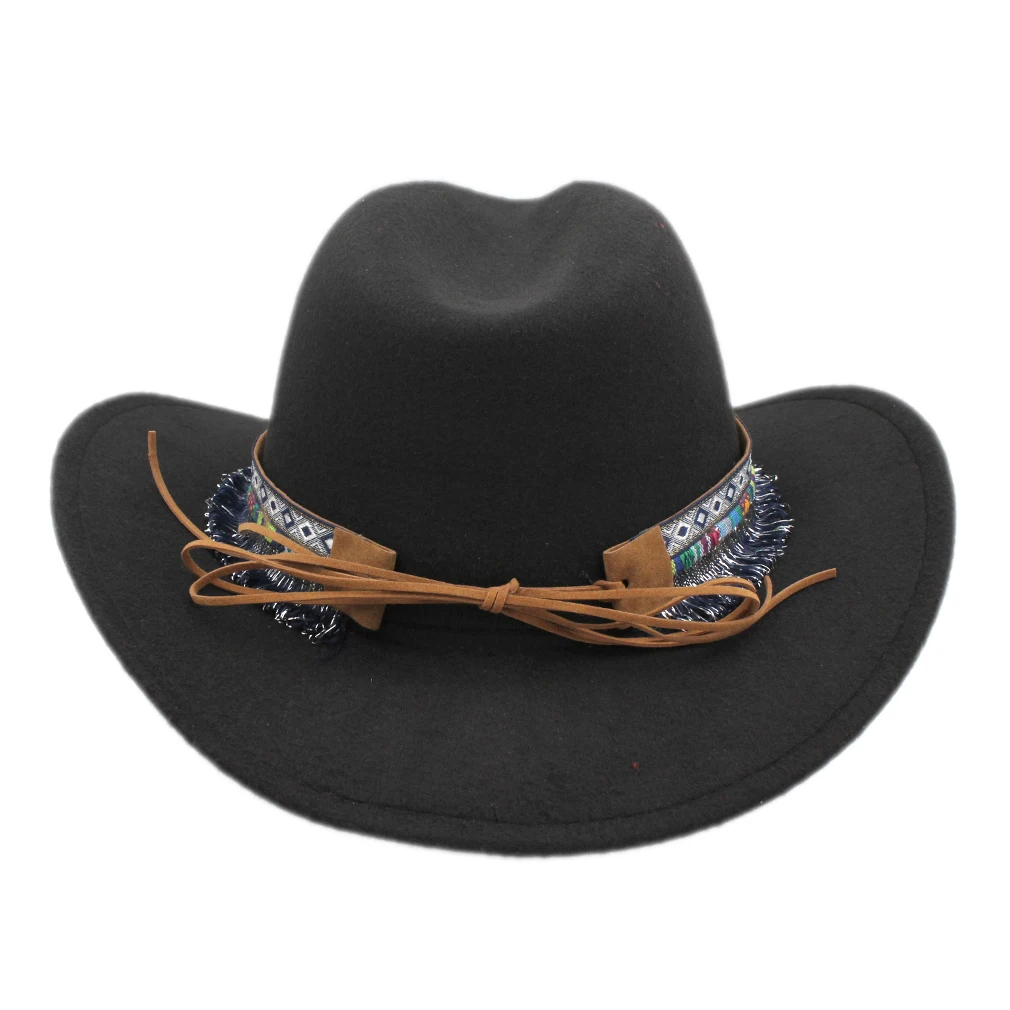 Mistdawn Классический женский мужской ковбойский шлем в западном стиле, конный спорт, Женская Ковбойская шляпа с широкими полями, с кисточками в богемном стиле, размер 56-58 см