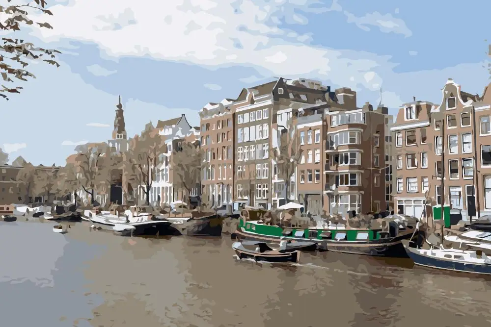 Px11 Amsterdam City Canal Diy Oil Painting By Numbers Europe Landscape Acrylic Paint Wall