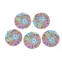 Сплав на железной основе Эмаль живопись подвески круглые зеленые разноцветные ажурные бабочки 38 мм(1 4/") х 36 мм(1 3/8"), 5 шт