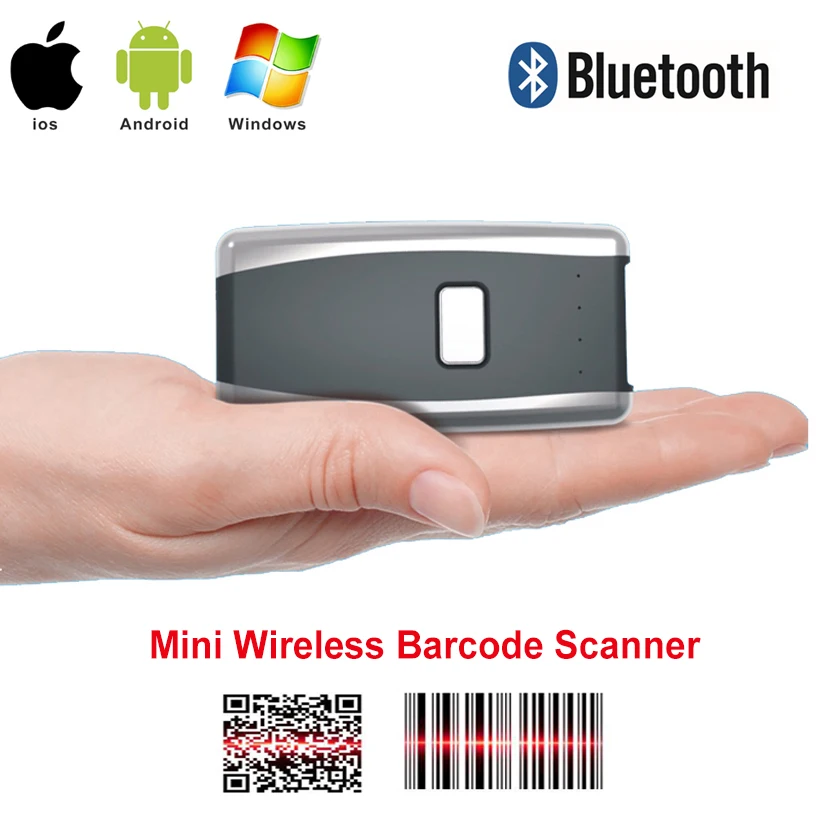 2D/QR/1D جيب ماسحة مستودع التجزئة اللوجستية الباركود ماسحة ماسح مزود بتقنية البلوتوث اللاسلكية قارئ شحن مجاني