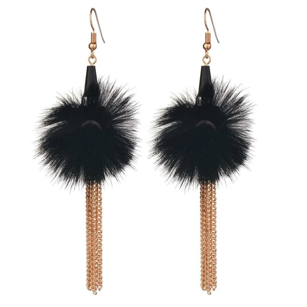SexeMara Fashion Earrings Metal Mink Fur Ball Gold Earring Flower for Women Tassel Drop | Украшения и аксессуары