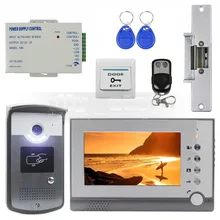 DIYSECUR Huelga Lock 7 pulgadas TFT Color Video de La Puerta Teléfono RFID de IDENTIFICACIÓN de Desbloqueo de Intercomunicación Visual Timbre LED Cámara de Visión Nocturna