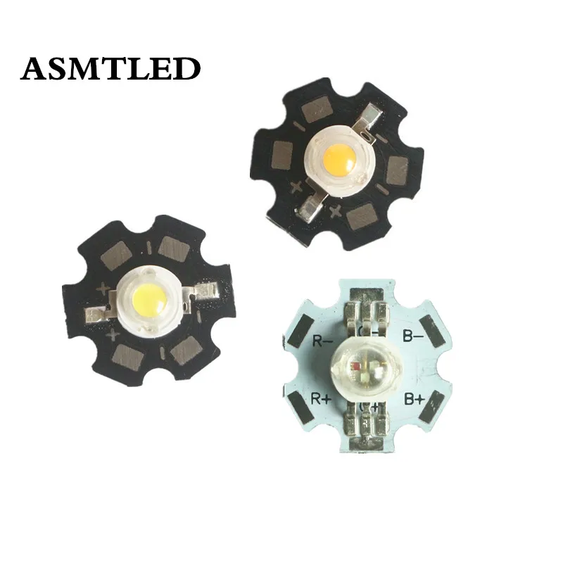 LED Chip Light With PCB Star 1W 3W Power White White LED Emitter Chip+20mm Aluminum Star PCB LED Beads 10-100 pcs