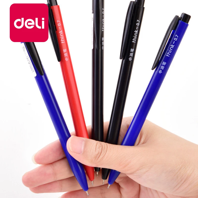 Deli 40 шт. 0,7 мм черный/синий/красный пресс шариковая масляная ручка пластиковая гелевая нейтральная многофункциональная ручка шариковая ручка школьные канцелярские принадлежности