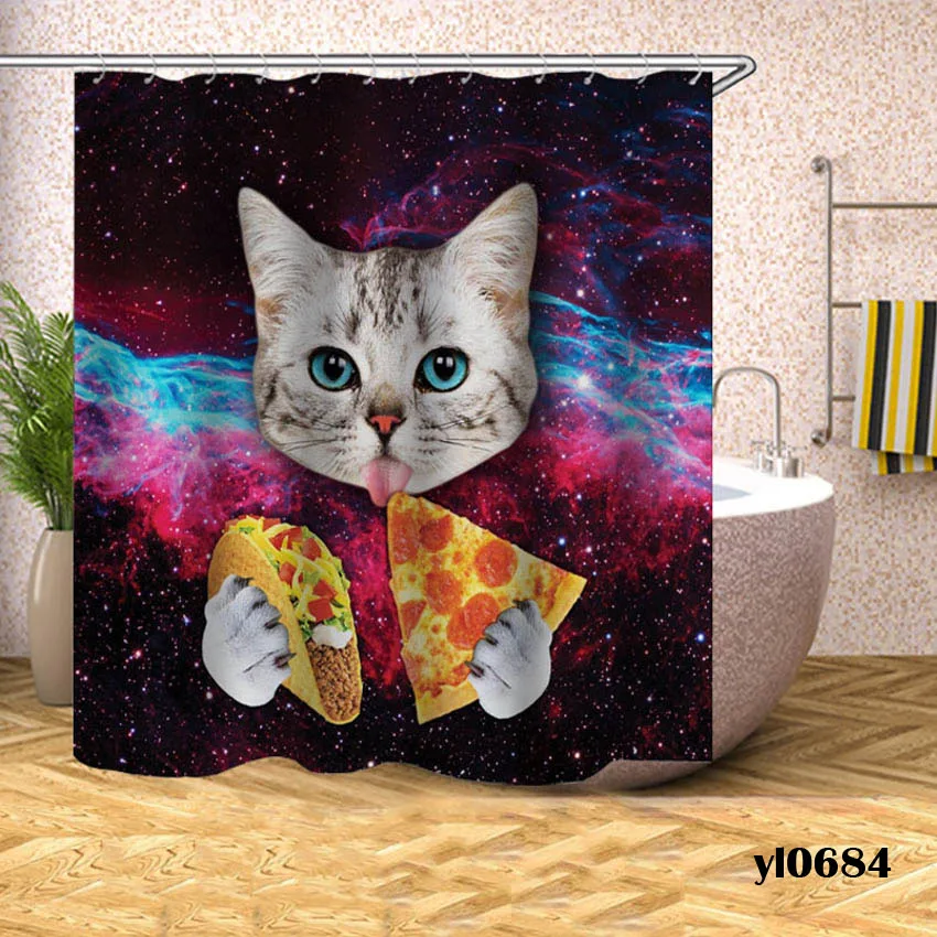 Günstig Cartoon Katze Dusche Vorhänge Wasserdicht Tiere Bad Vorhänge Für Bad Badewanne Große Breite Bade Abdeckung Hause Rideau De Bain
