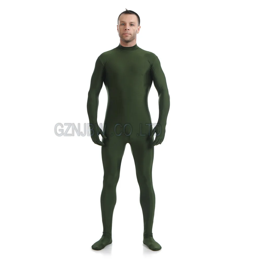 

Adult Custom Second Skin Tight Suits Zentai Suit Deep Green Spandex Unitard Mens Cosplay Full Body Bodysuits No Hood
