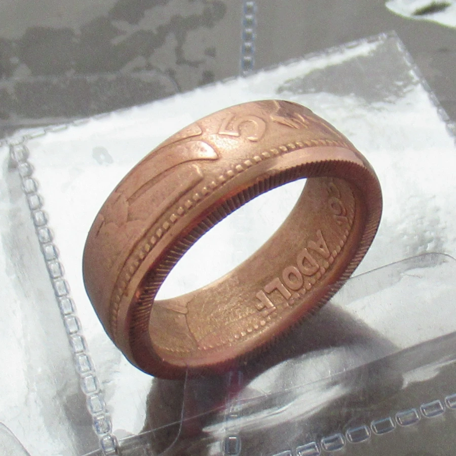 

Coin Ring Handmade from German Coins 1935 Copper Handcraft Ring US Size 9-16#