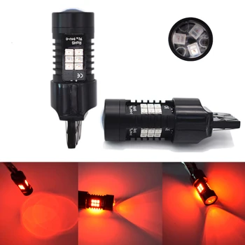 

2pcs T20 7440 W21W W21/5W 7443 LED Bulbs Signal Brake Stop Reverse DRL Lamp Red