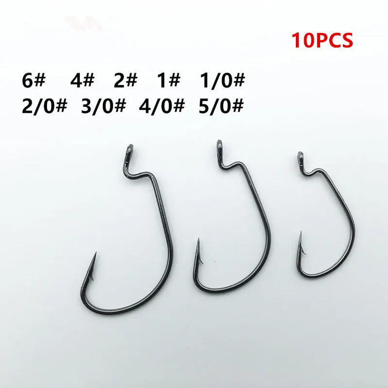 

10pcs Carbon Steel Fishing Hooks Jig Crank Big Bass Hook Lead Jig Head Crank Barbed Hook for Soft Fishing Lure