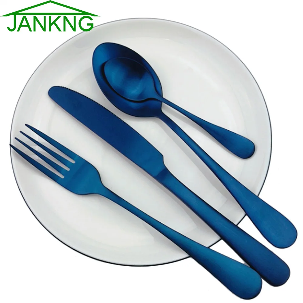 Noble Blue Colorful Cutlery Set Stainless Steel Dinnerware Flatware Set