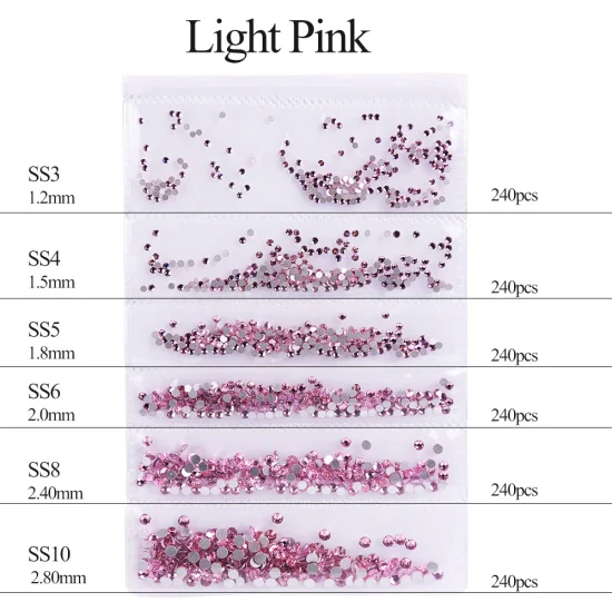 Полная красота 10 цветов микро размер 1440 шт хрустальные стразы для камешки для дизайна ногтей смешанные DIY камни для нейл-арта части Аксессуары CH025 - Цвет: Light Pink