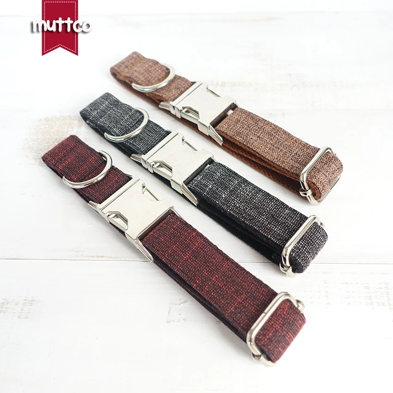 

MUTTCO retailing handsome handmade fashionable THE RED SUIT and THE BLACK SUIT and THE BROWN SUIT dog collar and leash 5 sizes