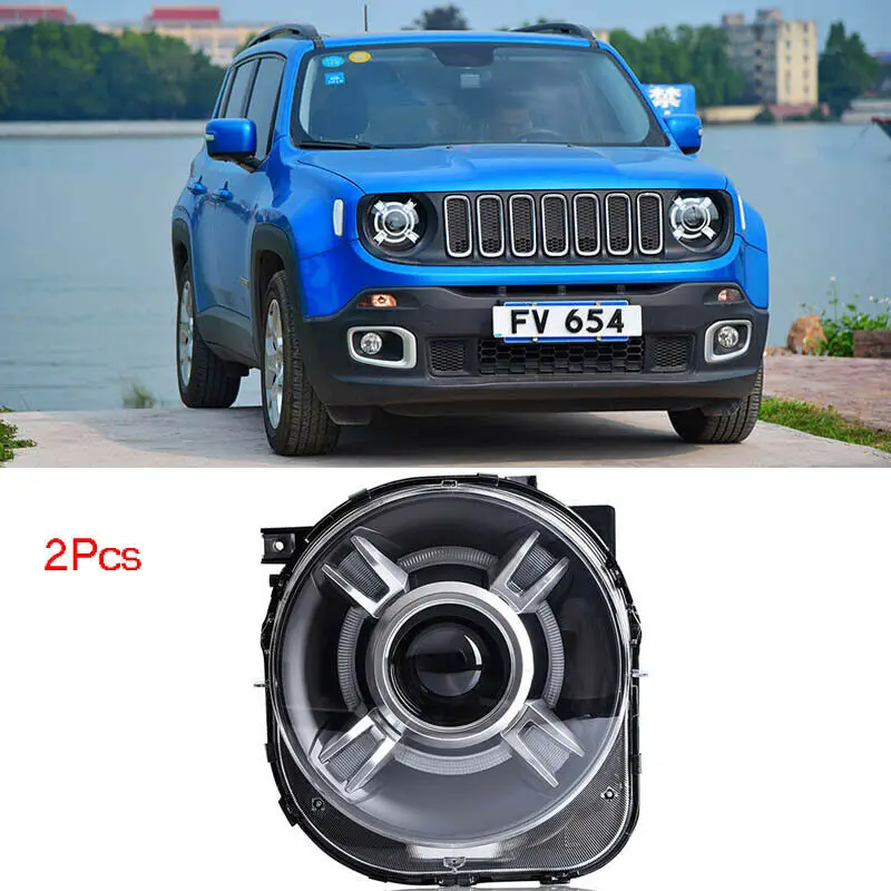 

Dynamic Turn Signal LED Headlight DRLs Bi Xenon Projector Lens Fit For Jeep Renegade 2015-2019