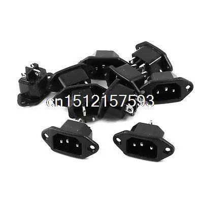 

10 Pcs 250V 10A 3P Panel Mount C14 Male Plug AC Power Socket Connector