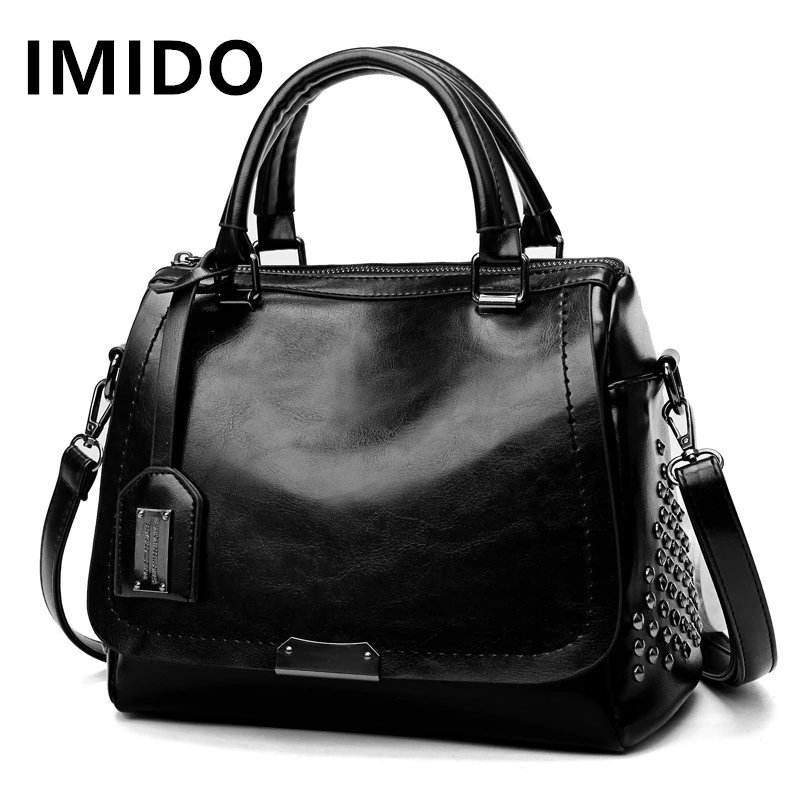 

IMIDO 2019 Brand Explosion Models Europe And The United States Retro Portable Oil Rivet Slanting Ladies Shoulder Bag Casual