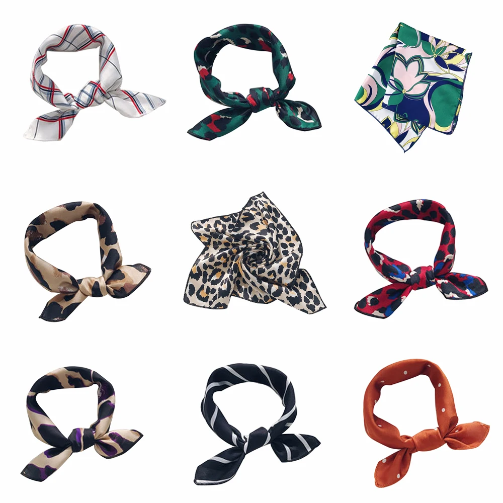 Korean Women Elegant Square Silk Feel Satin Scarf Retro Head Neck Hair Tie Band Vintage Leopard Flower Lattice 9 Colors 2019 New Korean Women Elegant Square Silk Feel Satin Scarf Retro Head Neck Hair Tie Band Vintage Leopard Flower Lattice 9 Colors 2019 New