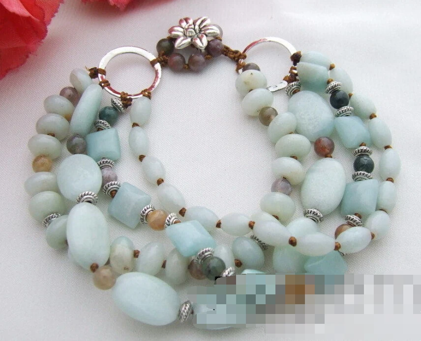 

0625 Multi Shape Amazonite&Agate Bracelet
