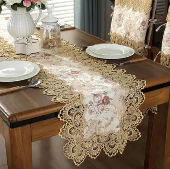 

Embroidered Luxury European Table Runner Lace tea lace table cloth cover towel home Christmas tablecloth placemat Wedding decor
