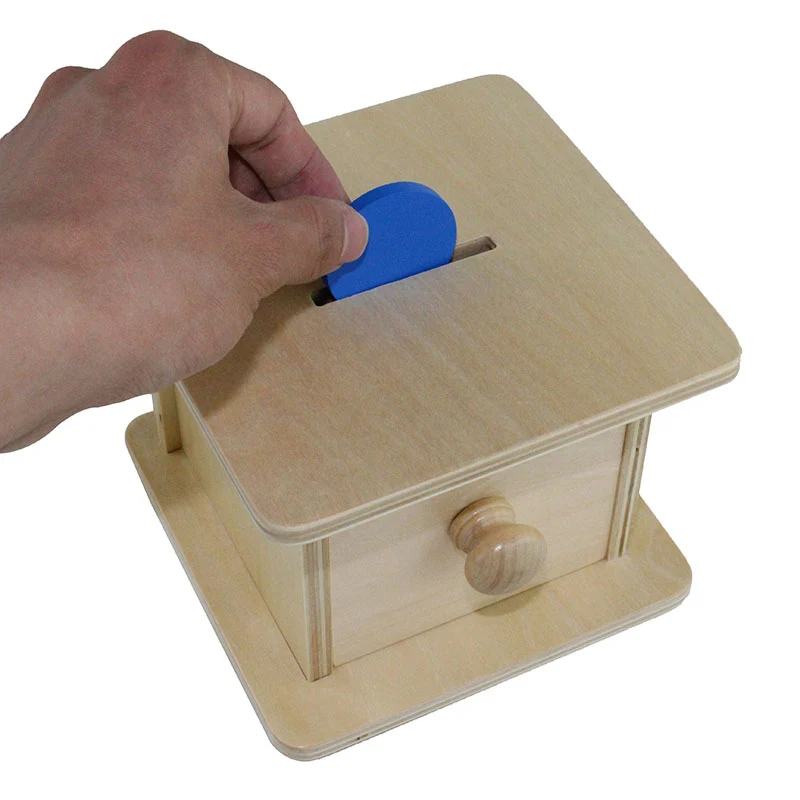 Montessori infant Toy Baby Wood Coin Box Piggy Bank Learning Educational Preschool Training Brinquedos Juguets 24 months toys