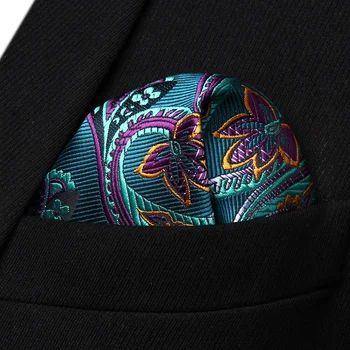 

HP822Q Aqua Purple Paisley Men Silk Party Handkerchief Pocket Square Hanky