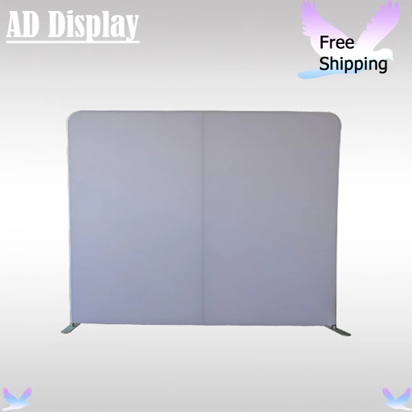  10ft Portable Straight Blank Wall,Trade Show Booth Tension Fabric Advertising Display Aluminum Stand With White Banner 