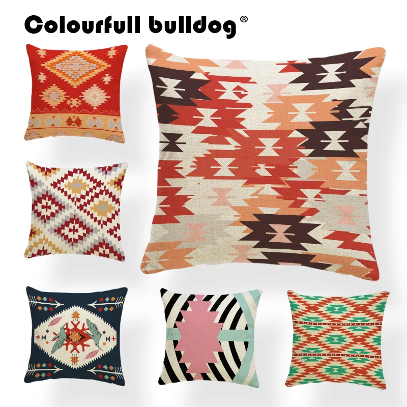 

Geometry Cushions Holiday Pillow Covers Cartoon Sofa Presents Diamond Orange Red Throw Cushion Covers 18X18 Cotton Linen Cool