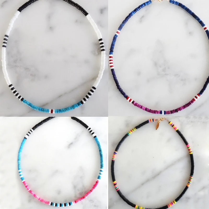 Богемное ожерелье vsco girl lucite shell chokers bijoux femme Рециркулированный диск африканские