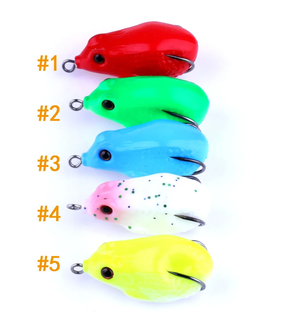 HENGJIA 5pcs 5cm 10g soft plastic salmon frog fishing lures wobbler
