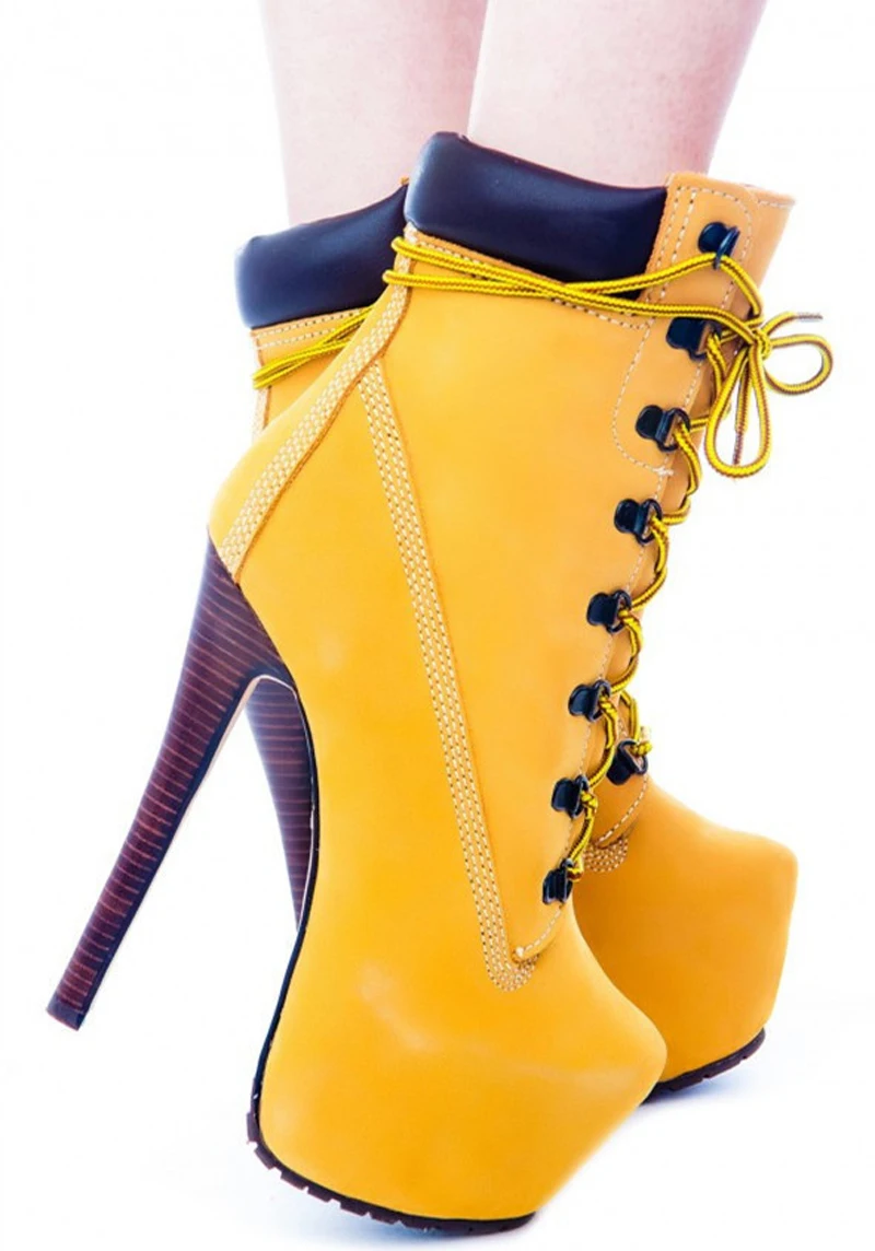 

2015 Women Platform Fashion Boots Suede Leather Ankle Boots zapatos mujer Lace-Up Round Toe High Heels Sexy Women Shoes