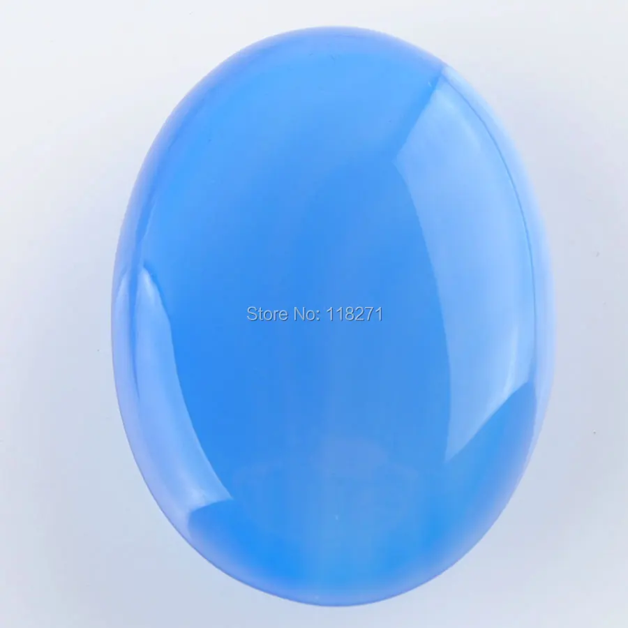 

WOJIAER Free Shipping Natural Blue Agates Gem Stones Oval Cabochon CAB No Drill Hole 30x40x8mm Jewelry Making 1PCS PU3148