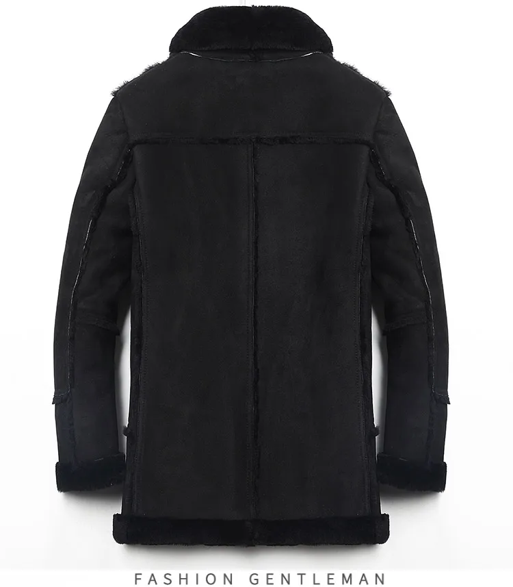 Мужская куртка из натуральной кожи, зимняя куртка из натуральной шерсти, шуба из натуральной овчины, мужская куртка-бомбер, куртки размера плюс 139 MY2018