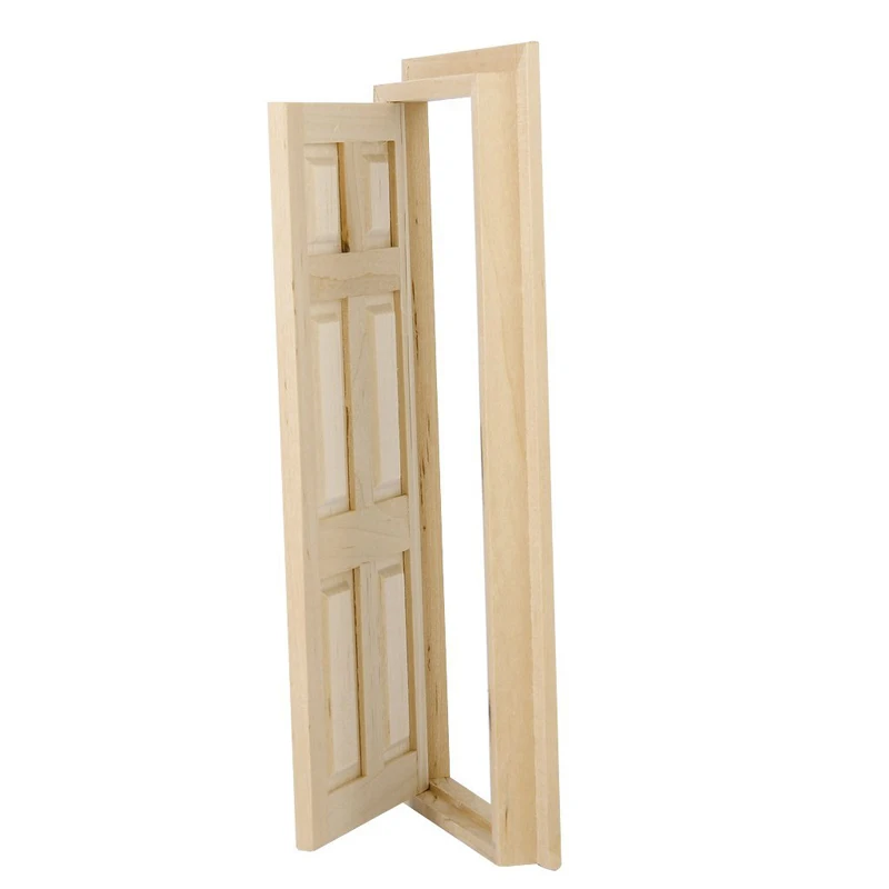 1/12 кукольный домик миниатюрная 6 Панель интерьерная деревянная дверь DIY деревянный цвет