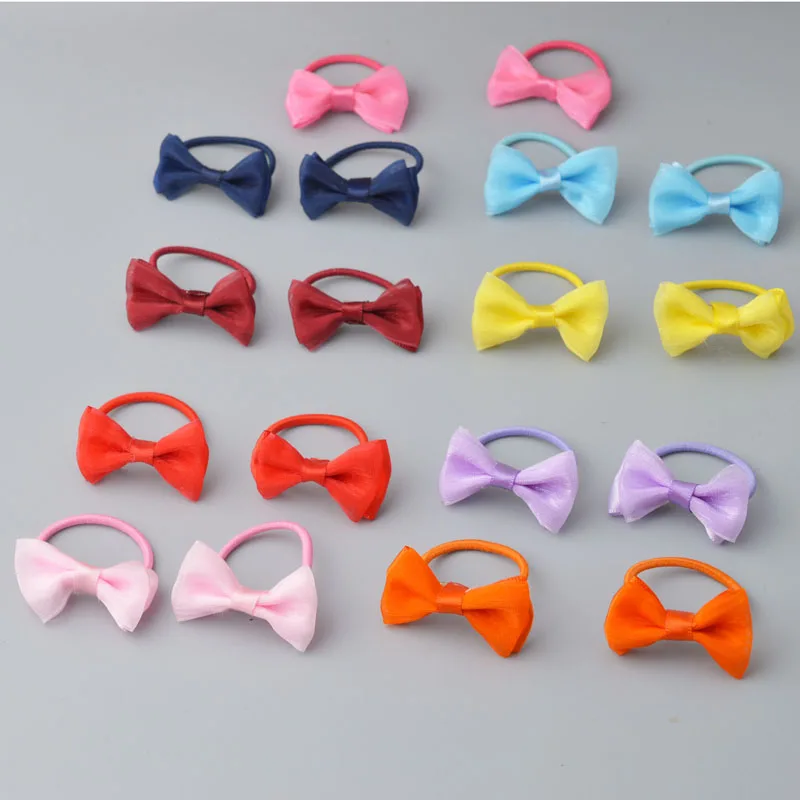 

2 pieces Bow Elastic Cotton stretch Hair Ties Bands Rope Mini Hair Holders Headband Kids Hair Accessories No Slipping Snagging