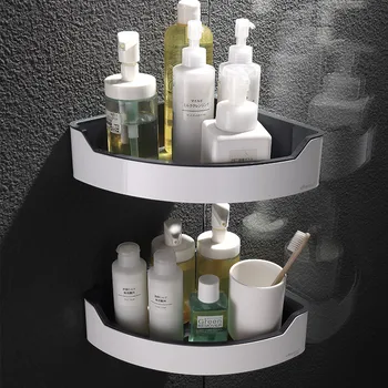 

Towel Rack 304 Stainless Steel Bathroom Shelf Brushed Wall Hanging Bathroom Tripod Corner Frame Single Layer Basket