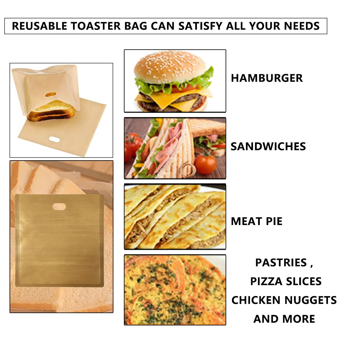Reusable Non-stick Grilled Microwave Toast High Temperature Bag New Barbecu N2J9 