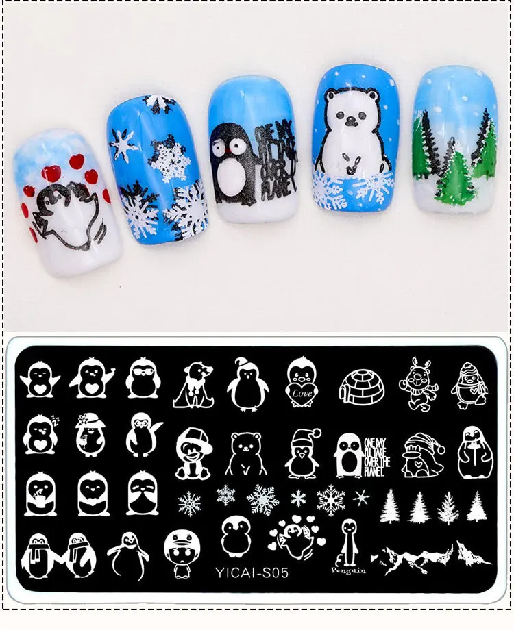 

1 pcs New Arrivals Rectangle Nail Stamping Plate Ancient Architecture Animal Flower Template Manicure Nail Art Image Plate
