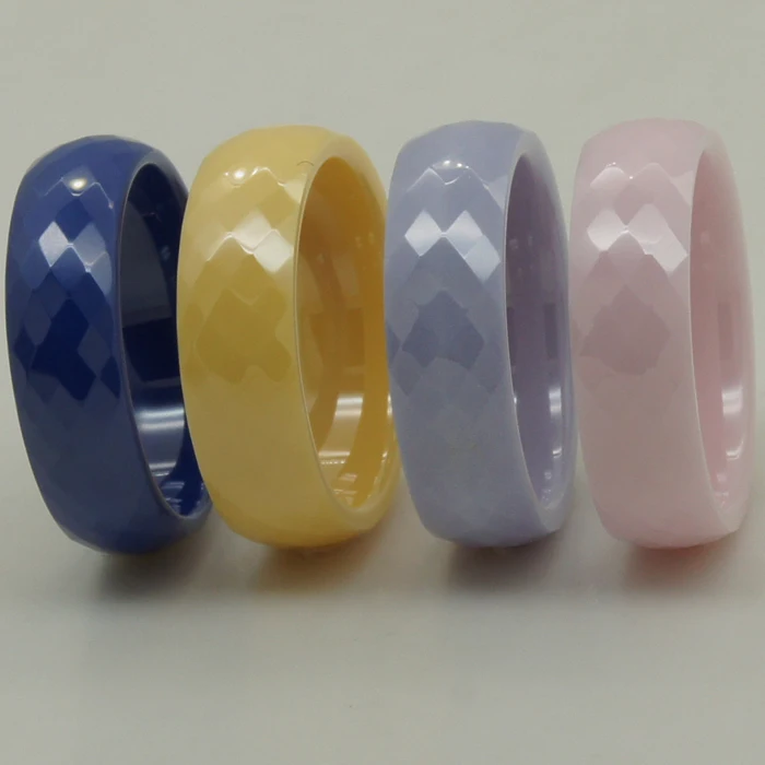 6mm width women /girl amazing rare colorful blue multi facet scratch proof ceramic ring 1pc