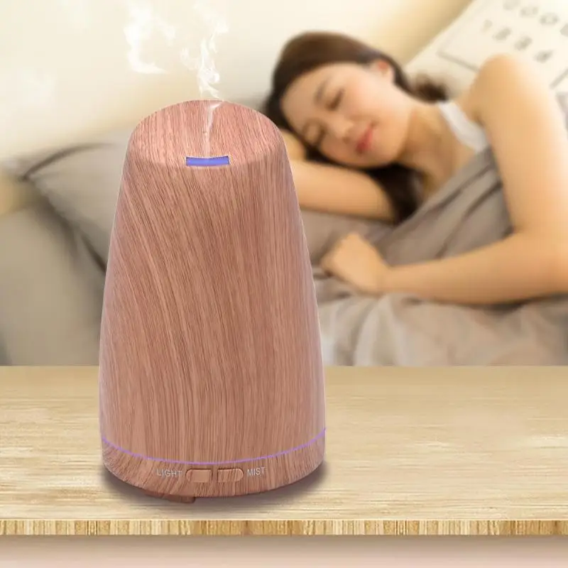 

100-240V 12W Wood Grain Ultrasonic Colorful LED Flashlight Air Humidifier Essential Oil Mist Aroma Diffuser for Home