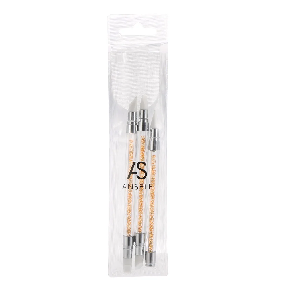 3 шт. кисти Стразы с акриловой ручкой для дизайна ногтей|nail art tools set|acrylic nail setnail set |