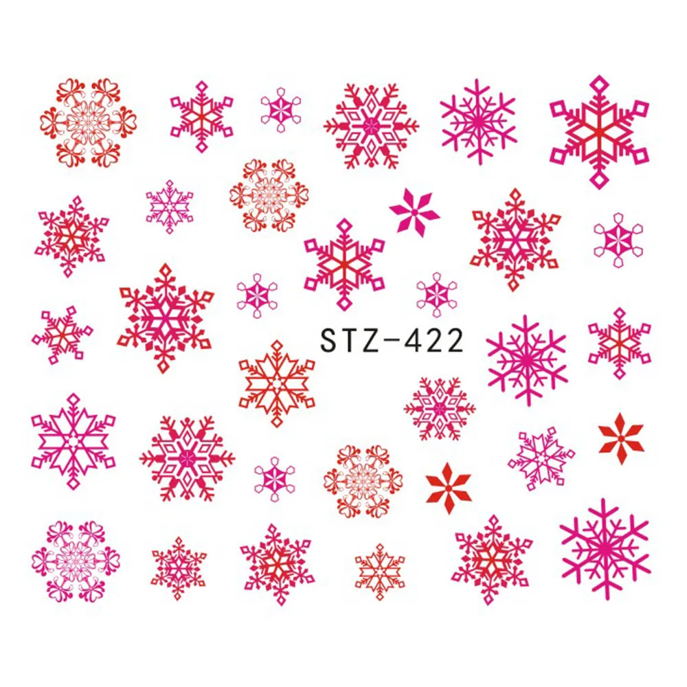 1 лист красоты белые Переводные картинки в форме снежинки Зимние стили воды ногтей наклейки, водяной знак ногтей наклейки украшения JISTZ421 - Цвет: STZ422