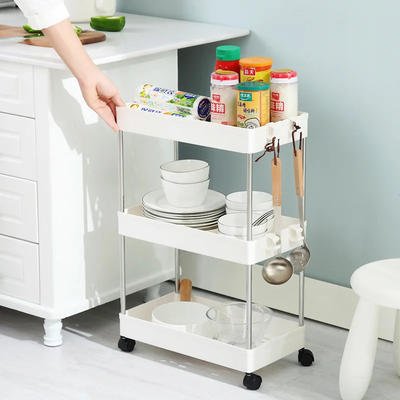 2/3/4 Layer Gap Kitchen Storage Rack Slim Slide Tower Movable Assemble Plastic Bathroom Shelf Wheels Space Saving Organizer 2/3/4 Layer Gap Kitchen Storage Rack Slim Slide Tower Movable Assemble Plastic Bathroom Shelf Wheels Space Saving Organizer