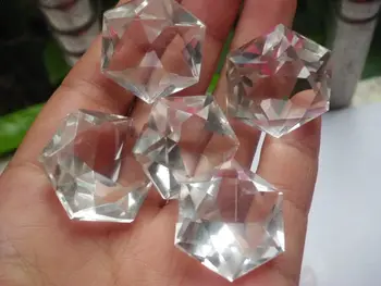 

5pcs 30-SIDED NATURAL CLEAR quartz crystal Pendants healing