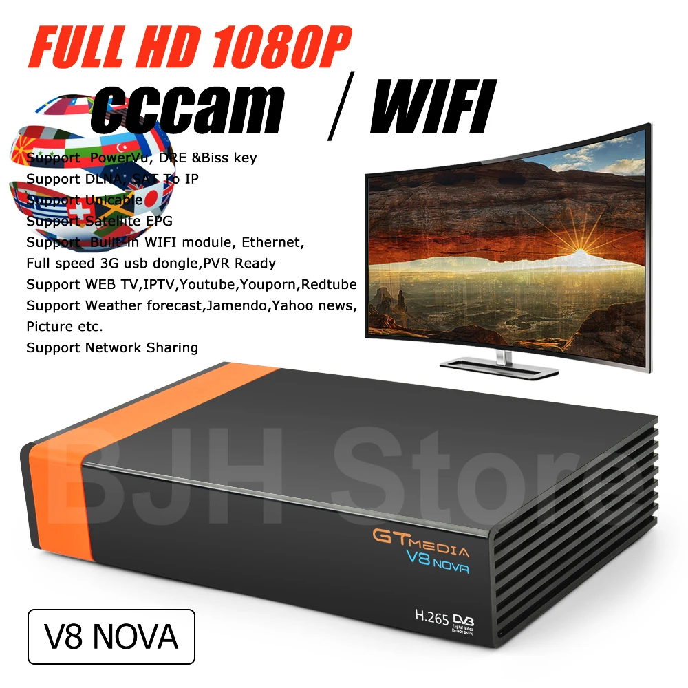 1 год Европа Клайн подлинный Freesat GTMedia V8 Nova Full HD DVB S2 спутниковый ресивер то же V9