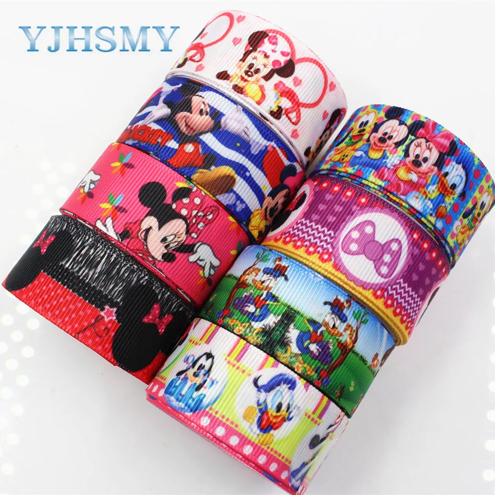 

YJHSMY,1751218 22mm 10yard M.Mouse cartoon Series printed grosgrain ribbon, Clothing accessories, DIY handmade materials.