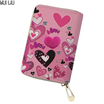 

Customized pink red loving heart cute wallet for travelling Cover Card PU Leather kaarthouder Cards Holder canta bag women