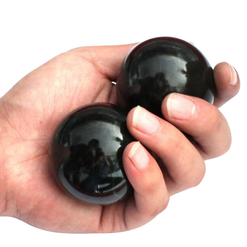 2 шт натуральный камень Массажный мяч медитация фитнес Рука Упражнения Исцеление мяч для рук терапия снятия стресса рельеф(черный
