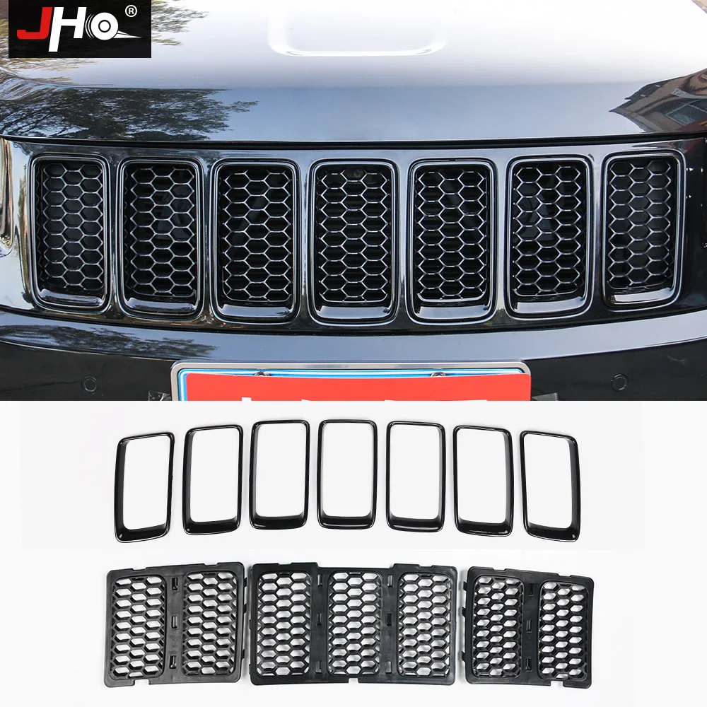 JHO ABS передняя решетка вставки сетки рамка Крышка Накладка для Jeep Grand Cherokee- 17 аксессуары для стайлинга автомобилей